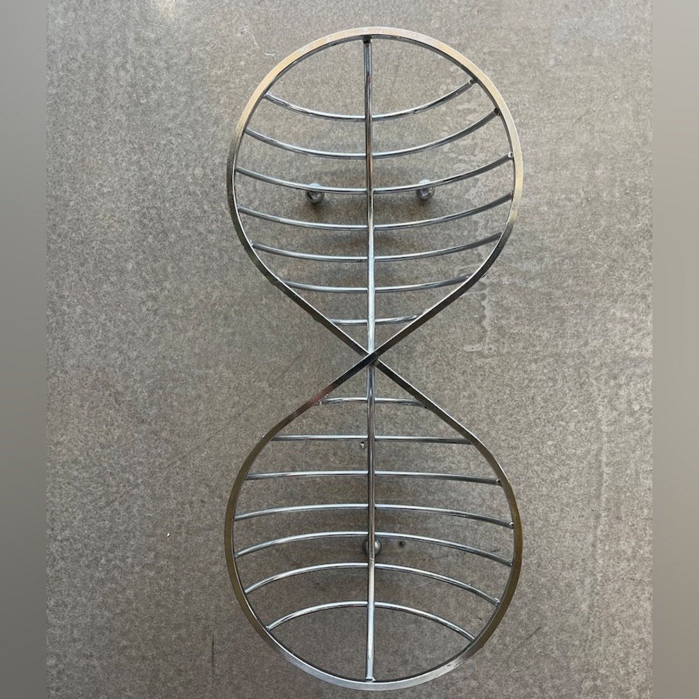 Vintage Atomic Helix Sculpture Centerpiece Ball Footed Basket